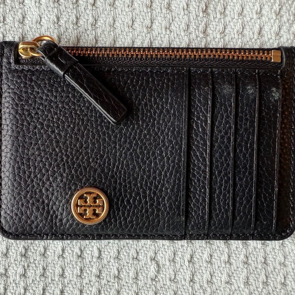 Tory Burch Card Holder Black with Gold Accents